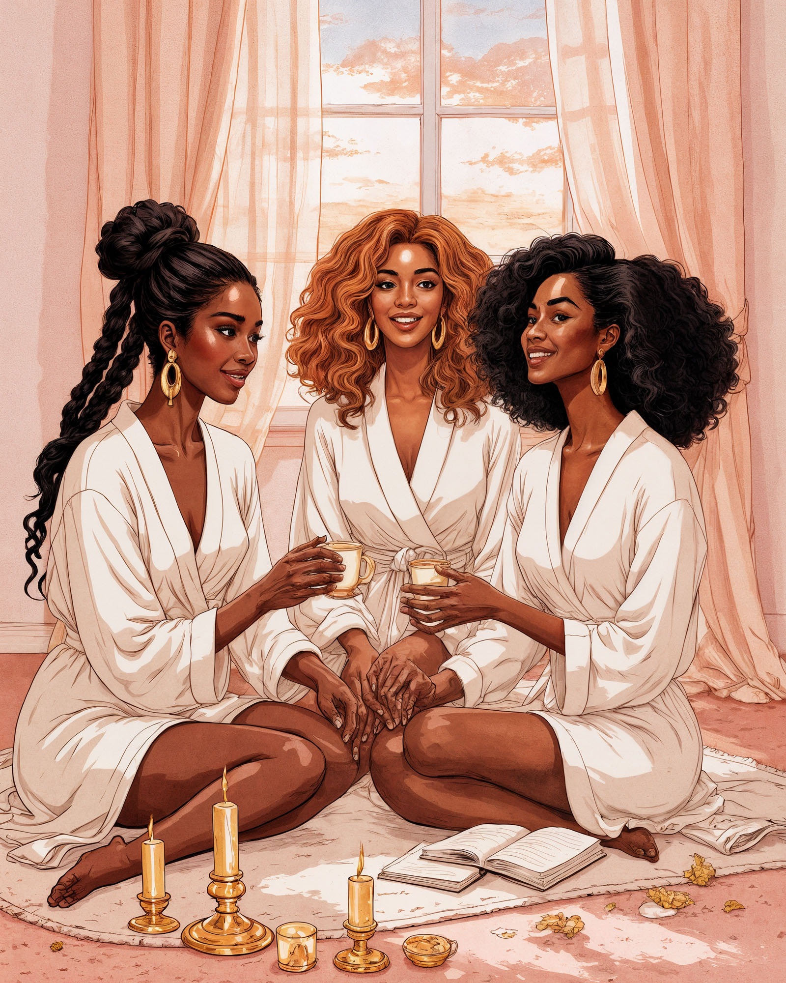 Soft IKTR scene: journal, candlelight, a moment of calm