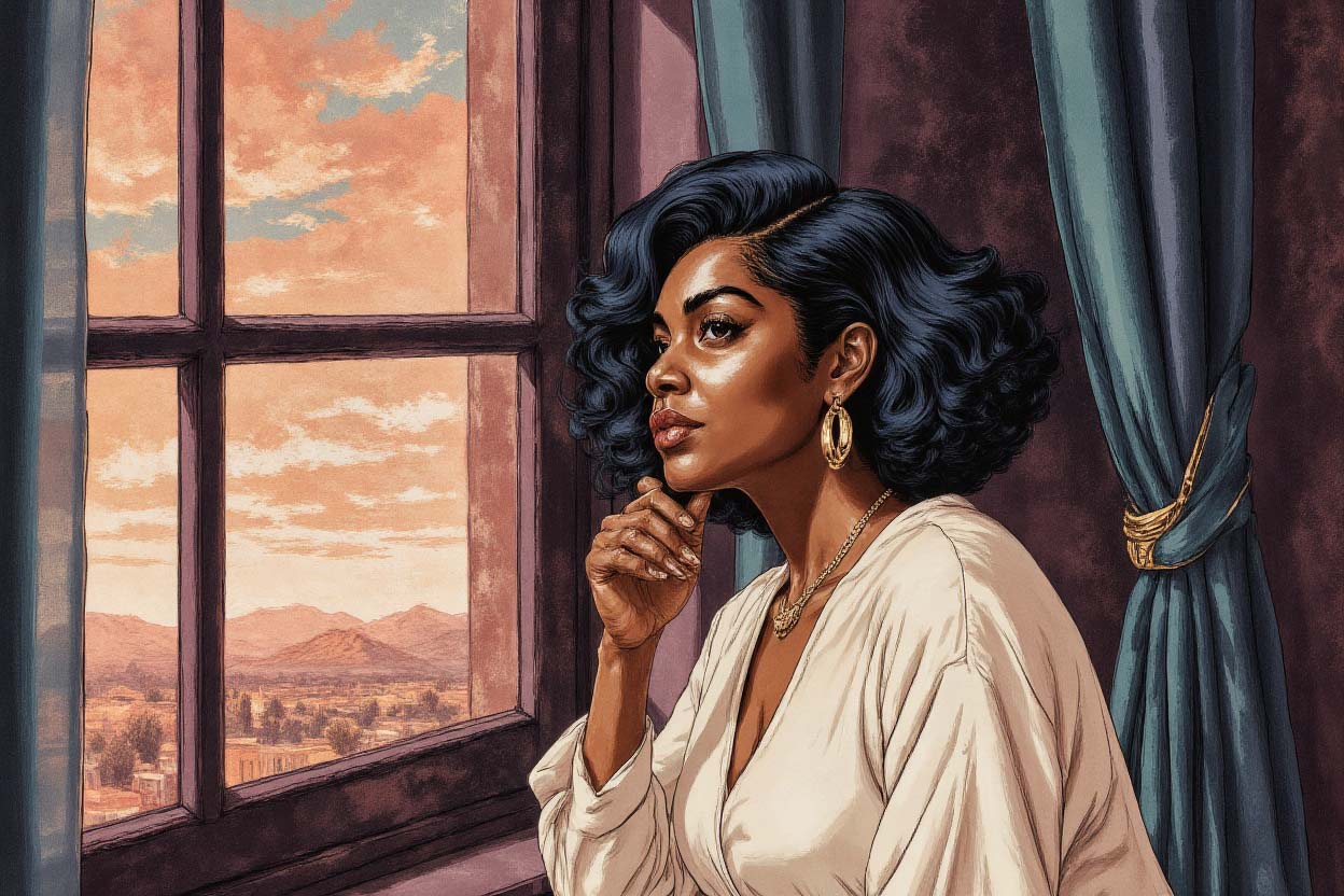 A thoughtful woman reflecting quietly, symbolising intuition and self-trust.
